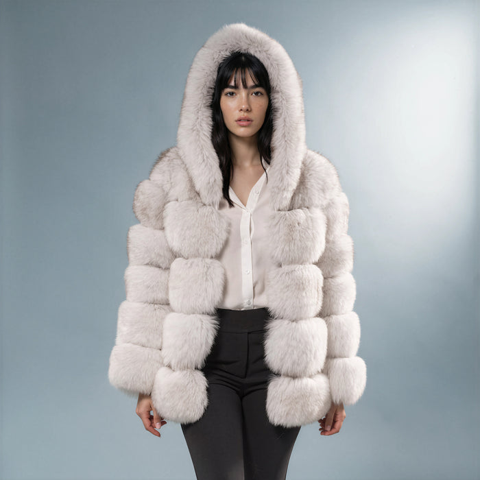 Abisko Crystal Fox Fur Hooded Coat