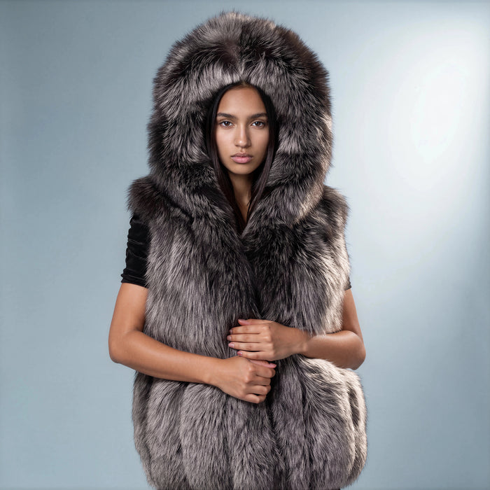 Trysil Silver Fox Fur Hooded Gilet