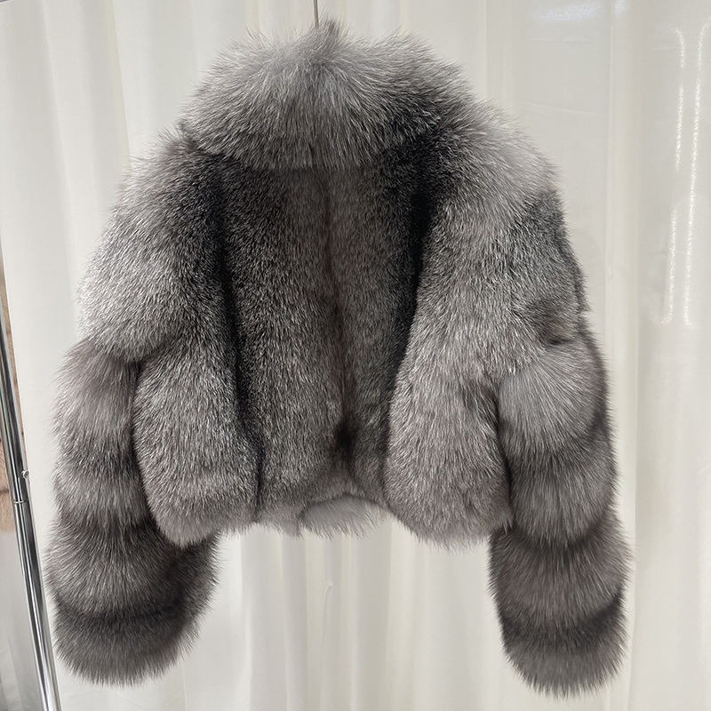 Silver Fox Fur Coat Plus Size detail