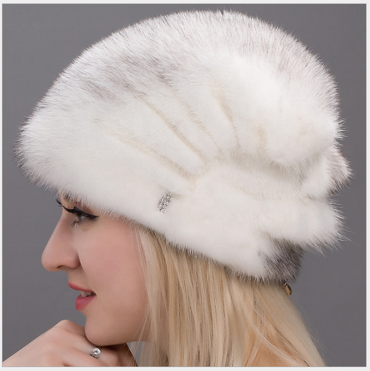 Mink Fur Winter Hat styled