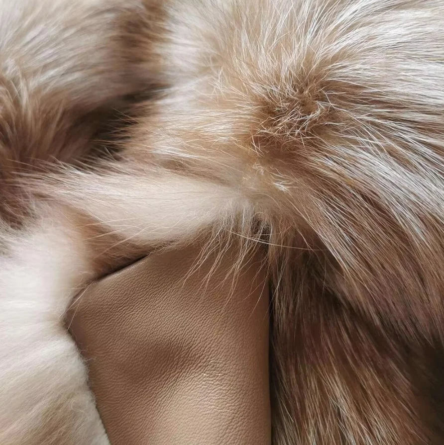 Luxury Coffee Fox Fur Coat