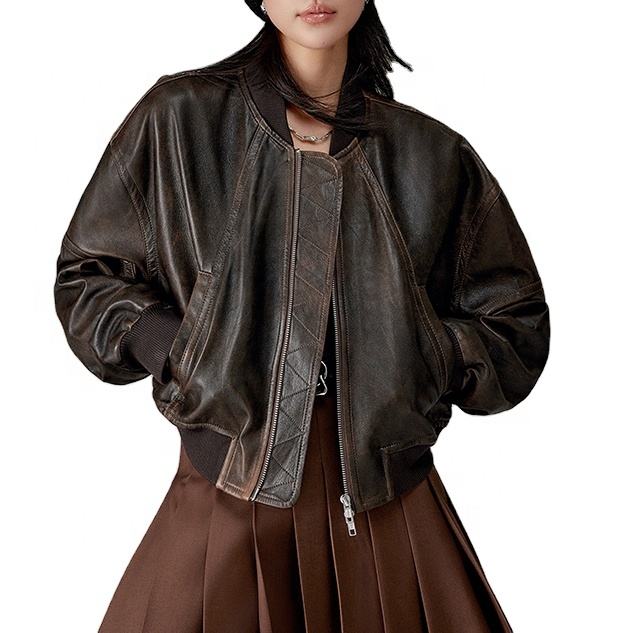 Short leather biker jacket, leather texture