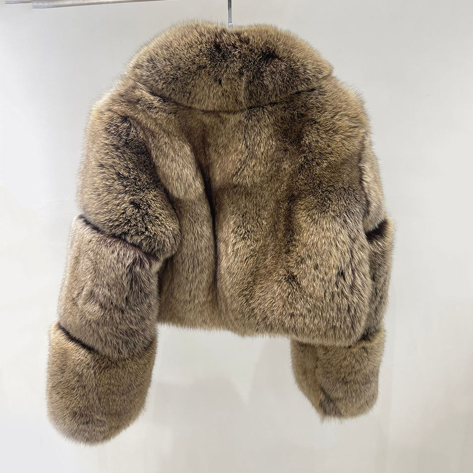 Silver Fox Fur Leather Jacket texture