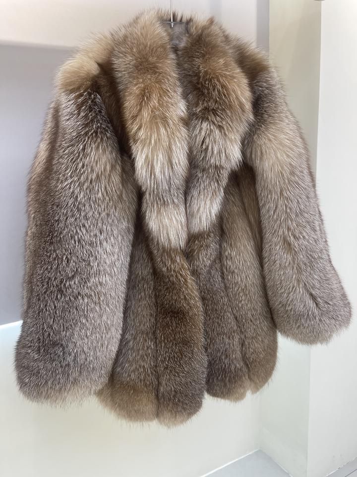 Sable Fox Fur Lapel Coat full length
