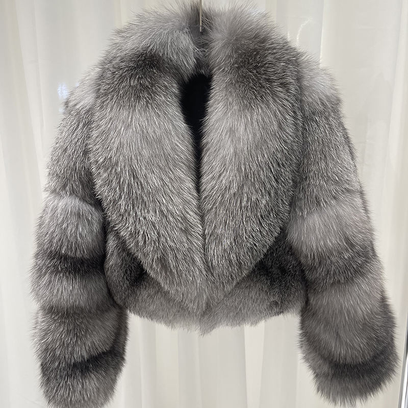 Silver Fox Fur Coat Plus Size styled