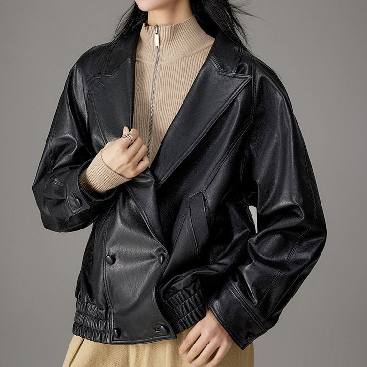 Batwing sleeve oversized sheepskin coat, styled