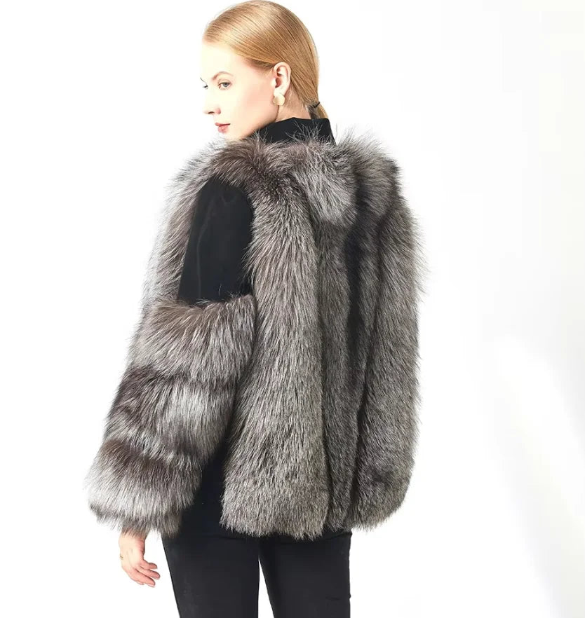 Arosa fox fur jacket, fur pile detail