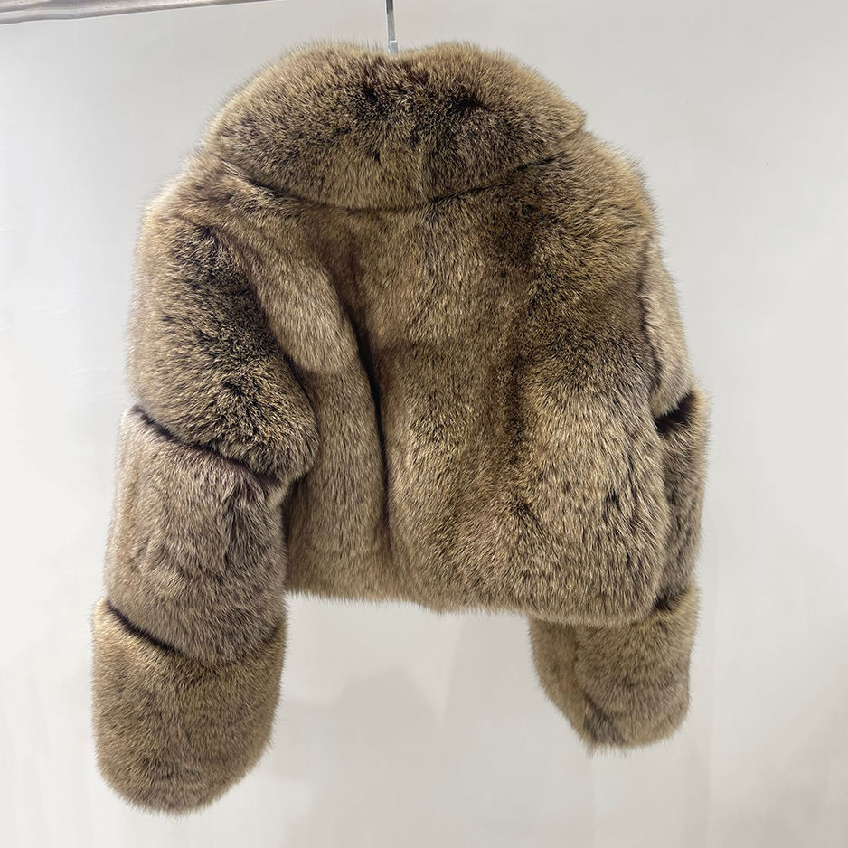 Silver Fox Fur Leather Jacket back