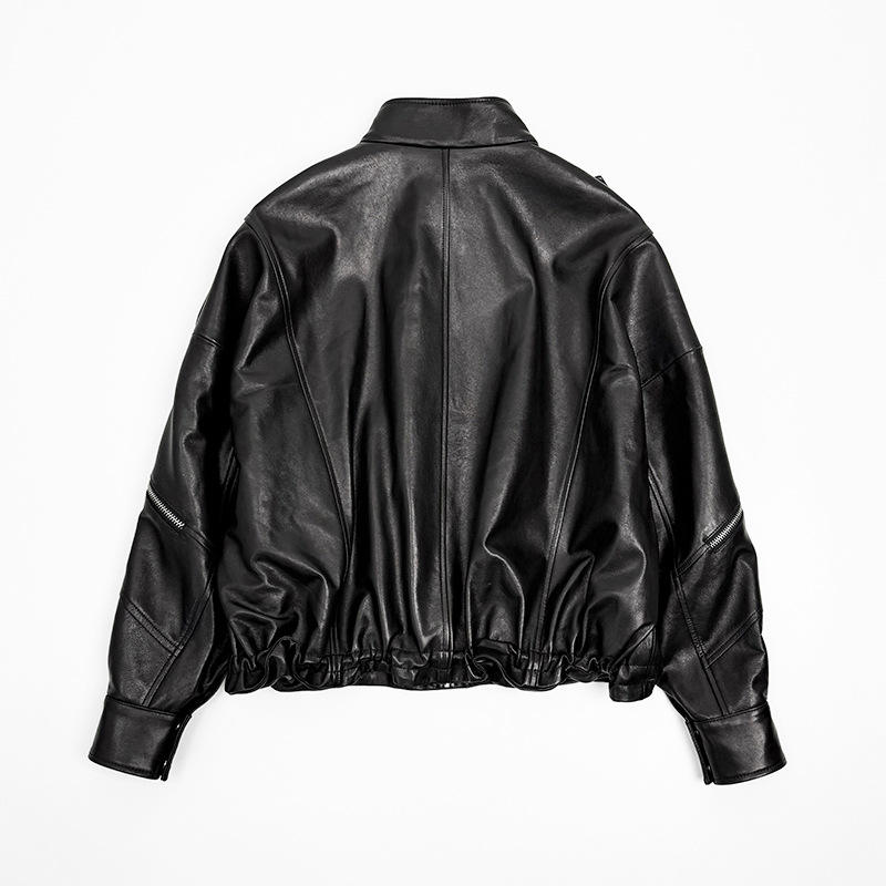 Vegetable-tanned sheepskin batwing coat, sleeve detail