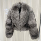 Senja Silver Fox Fur Coat — Extended Sizes