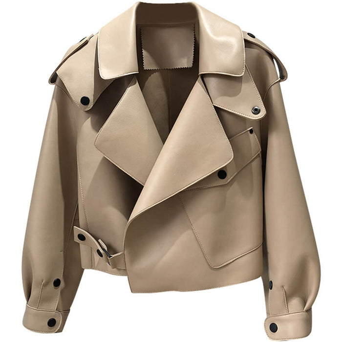 Sheep leather motorbike jacket, front view