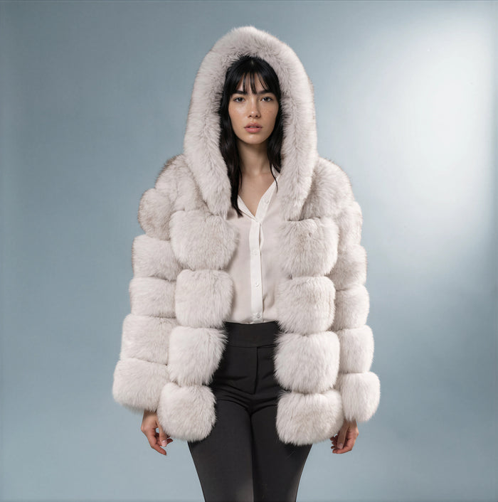 Abisko Crystal Fox Fur Hooded Coat